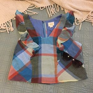 MAEVE Anthropology Ruffle Sleeveless Top